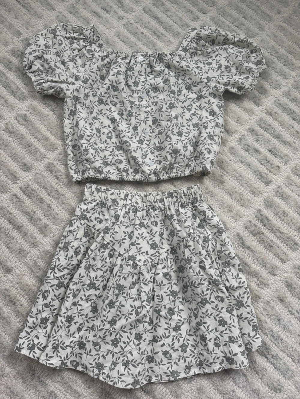 Girls Rylee & Cru Floral Two-Piece Top & Skirt Set
